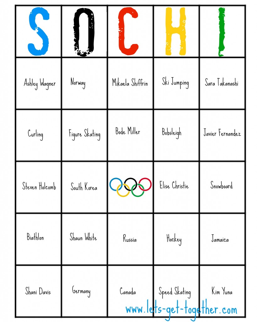 SOCHI Bingo Board: FREE PRINTABLE!