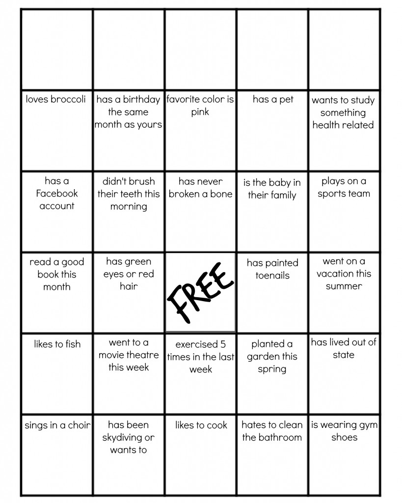 Blank Family Bingo from Let's Get Together